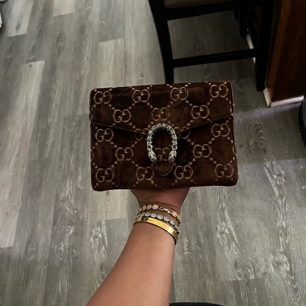Authentic Gucci Brown Velvet GG purse